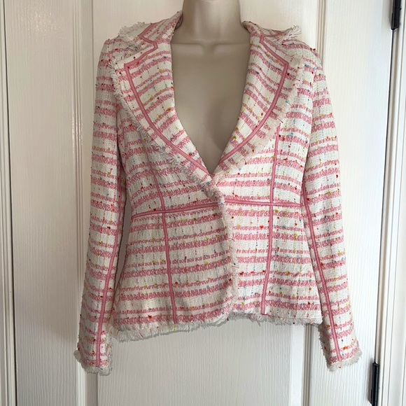 True Meaning Jackets & Blazers - True Meaning Anthropologie Tweed Striped Jacket with Fringe